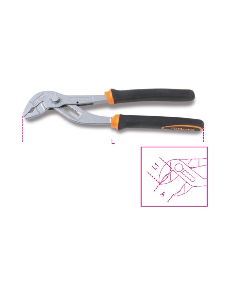 Pinza regolabile a pulsante con impugnatura bimateriale Pinza regolabile a pulsante con impugnatura bimateriale