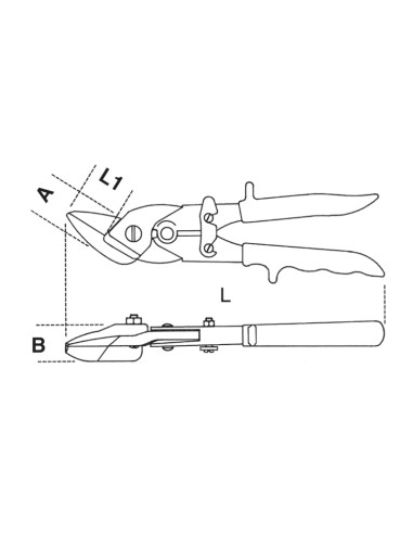 Cesoia a doppia leva per tagli diritti e sinistrorsi