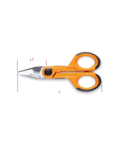 Forbici per elettricisti lame dritte in acciaio inossidabile con microdentatura,