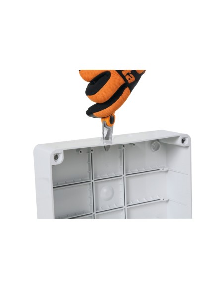 Forbici elettricista con svasatore, lame in acciaio inossidabile con microdentat Forbici elettricista con svasatore, lame in acciaio inossidabile con microdentat