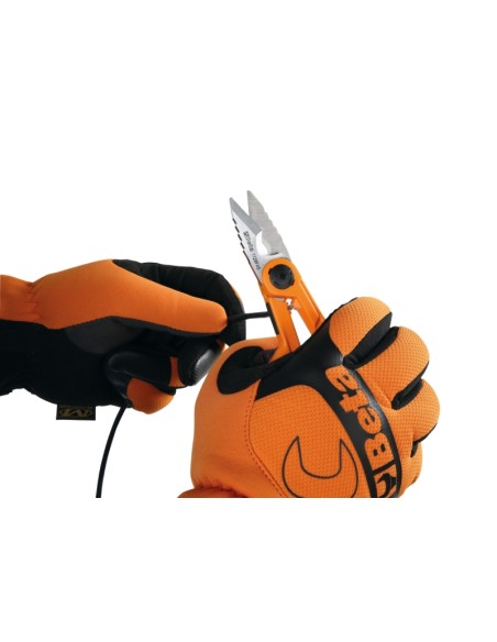 Forbici elettricista con svasatore, lame in acciaio inossidabile con microdentat Forbici elettricista con svasatore, lame in acciaio inossidabile con microdentat