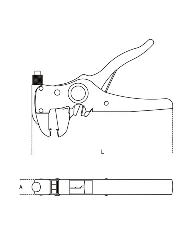 Pinza spellafili frontale autoregolabile, con dispositivo di taglio
