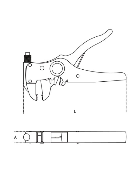 Pinza spellafili frontale autoregolabile, con dispositivo di taglio Pinza spellafili frontale autoregolabile, con dispositivo di taglio