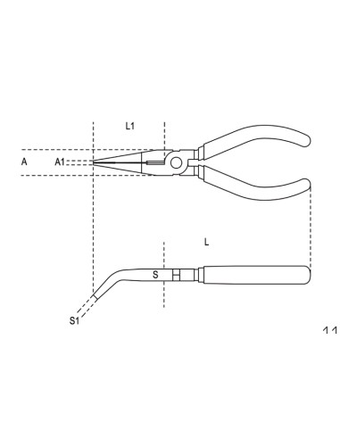 Pinze a becchi piatti lunghissimi piegati zigrinati impugnatura bimateriale