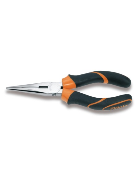 Pinze a becchi mezzotondi lunghissimi diritti zigrinati cromate impugnatura bima