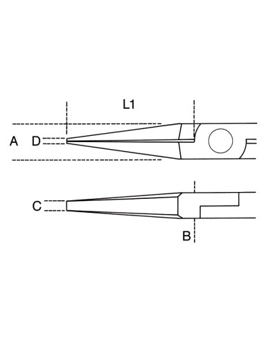 Pinza per elettronica a becchi piatti lunghi lisci impugnatura bimateriale
