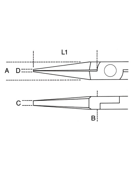 Pinza per elettronica a becchi piatti lunghi lisci impugnatura bimateriale Pinza per elettronica a becchi piatti lunghi lisci impugnatura bimateriale
