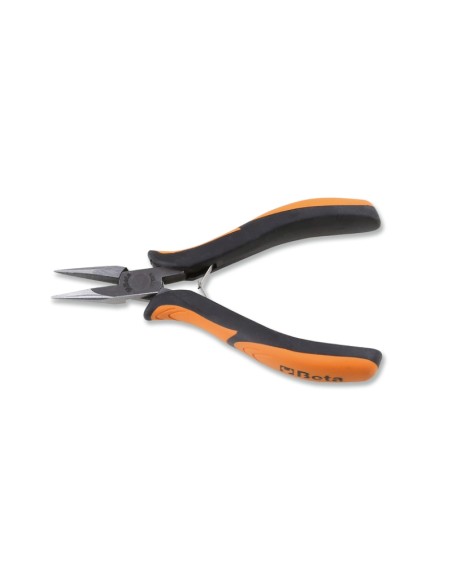 Pinza per elettronica a becchi mezzotondi corti lisci impugnatura bimateriale Pinza per elettronica a becchi mezzotondi corti lisci impugnatura bimateriale