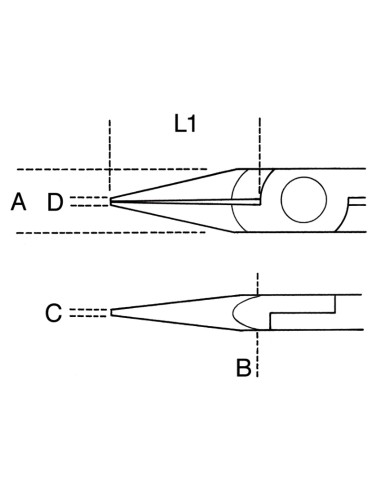 Pinza per elettronica a becchi mezzotondi corti lisci impugnatura bimateriale