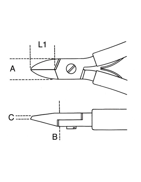 Tronchese per elettronica a taglienti diagonali rasi becchi arrotondati impugnat