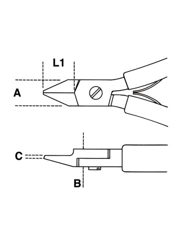 Tronchese per elettronica a taglienti diagonali rasi becchi assottigliati impugn