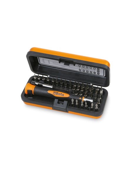 Microgiravite bimateriale con 36 inserti intercambiabili da 4 mm e prolunga magn Microgiravite bimateriale con 36 inserti intercambiabili da 4 mm e prolunga magn