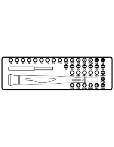 Microgiravite bimateriale con 36 inserti intercambiabili da 4 mm e prolunga magn