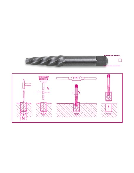 Estrattori conici per viti e prigionieri destrorsi danneggiati in acciaio legato
