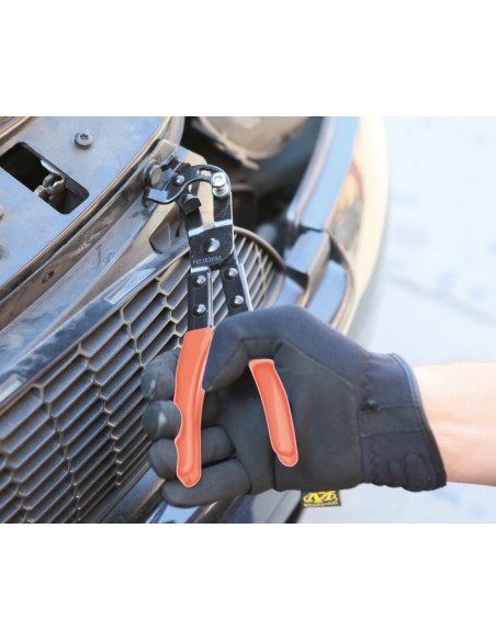 Pinza con testa orientabile per pioli in plastica con clips a pressione Pinza con testa orientabile per pioli in plastica con clips a pressione