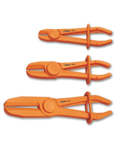 Serie di 3 pinze in plastica per occlusione tubi e manicotti (art. 1481PL/A, 148 Serie di 3 pinze in plastica per occlusione tubi e manicotti (art. 1481PL/A, 148
