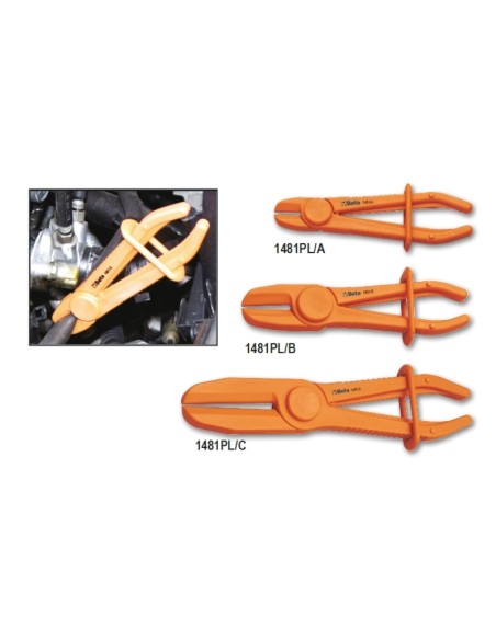 Serie di 3 pinze in plastica per occlusione tubi e manicotti (art. 1481PL/A, 148 Serie di 3 pinze in plastica per occlusione tubi e manicotti (art. 1481PL/A, 148