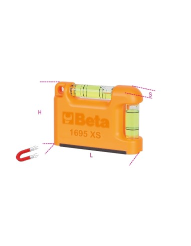 Livella tascabile con base a "V" magnetica in alluminio profilato 2 fiale infran