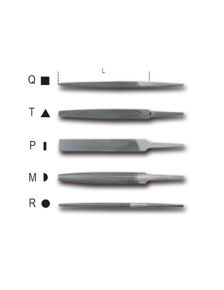 Lime triangolari a taglio mezzodolce, senza impugnatura Lime triangolari a taglio mezzodolce, senza impugnatura