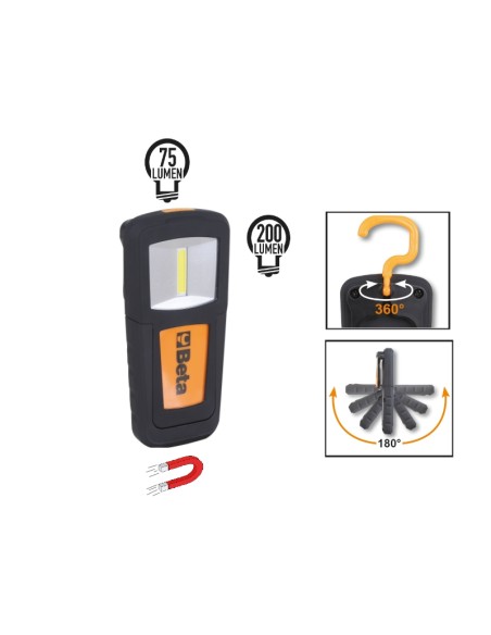 Lampada ricaricabile compatta con LED ad altissima luminosità. Batteria ai poli
