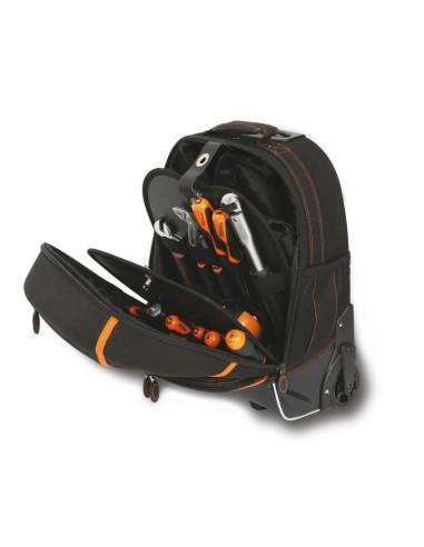 Zaino portautensili in tessuto tecnico con ruote, vuoto