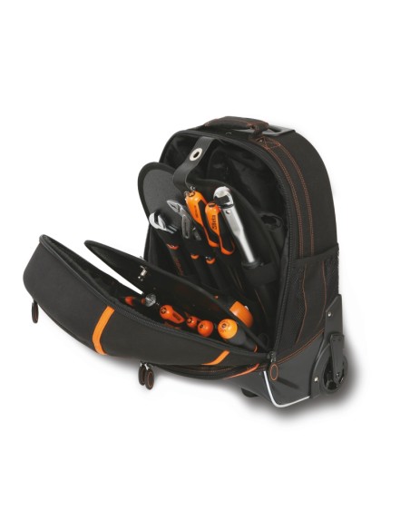 Zaino portautensili in tessuto tecnico con ruote, vuoto