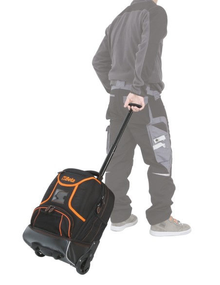 Zaino portautensili in tessuto tecnico con ruote, vuoto