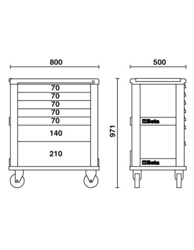 Cassettiera porta attrezzi con 7 cassetti