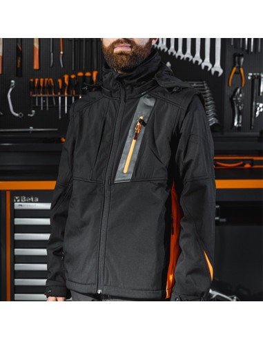 Giacca softshell con cappuccio e maniche staccabili