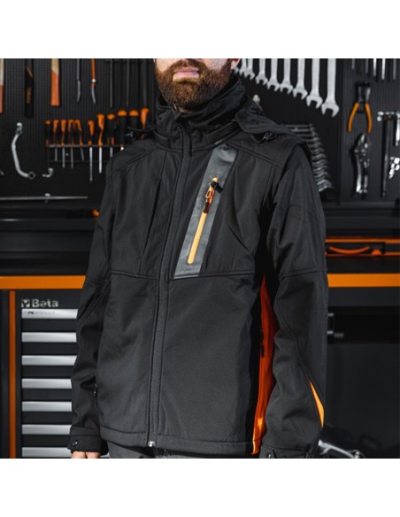 Giacca softshell con cappuccio e maniche staccabili