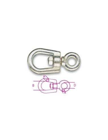 Tornichetti girevoli a un occhio allungato tipo Marche, zincati