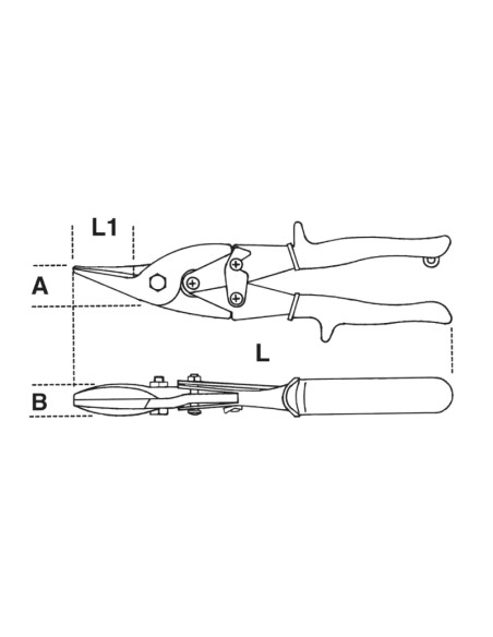 Cesoia a doppia leva sinistrorsa lame curve