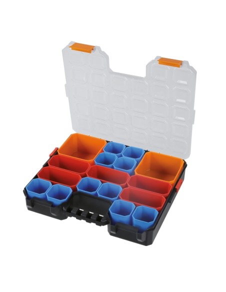 Valigia organizer con 17 vaschette portaminuteria asportabili Valigia organizer con 17 vaschette portaminuteria asportabili