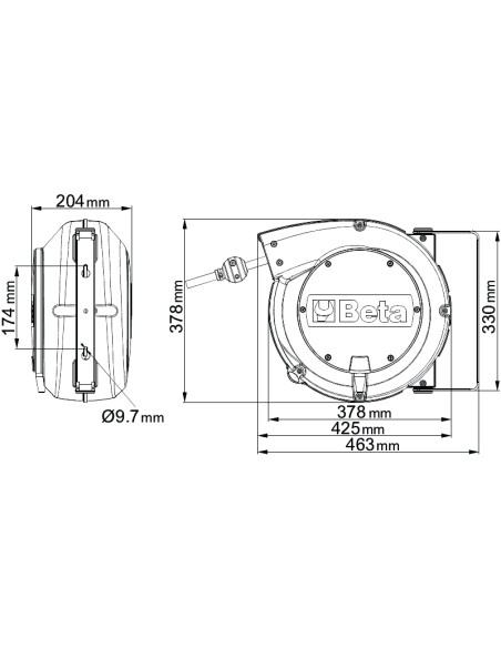 Avvolgitubo automatico corpo in materiale plastico antiurto, per aria o acqua  Avvolgitubo automatico corpo in materiale plastico antiurto, per aria o acqua