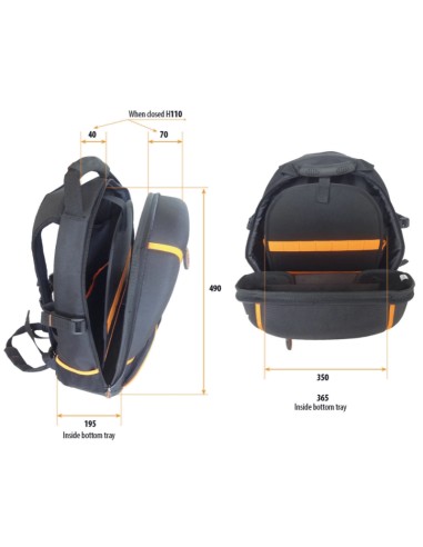 Zaino portautensili in tessuto tecnico, vuoto