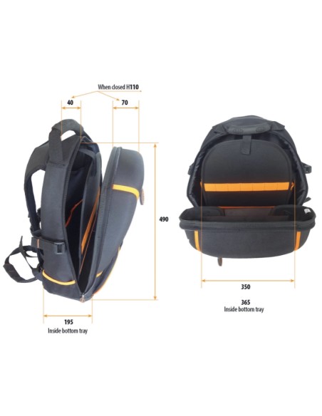 Zaino portautensili in tessuto tecnico, vuoto Zaino portautensili in tessuto tecnico, vuoto