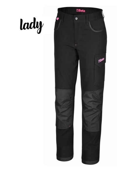 Pantaloni da lavoro da donna multitasche in 100% cotone elasticizzato, 220g