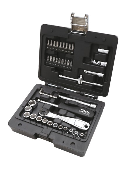 Assortimento di 13 chiavi a bussola esagonali, 18 inserti per avvitatori, 4 chia