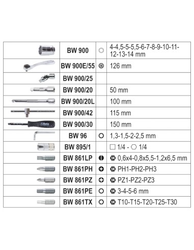 Assortimento di 13 chiavi a bussola esagonali, 18 inserti per avvitatori, 4 chia