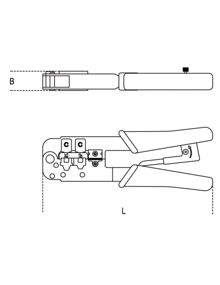 Pinza a cricchetto per capicorda telefonia e trasmissione dati Pinza a cricchetto per capicorda telefonia e trasmissione dati