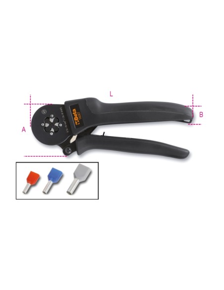 Pinza per capicorda a tubetto, crimpatura su 4 lati