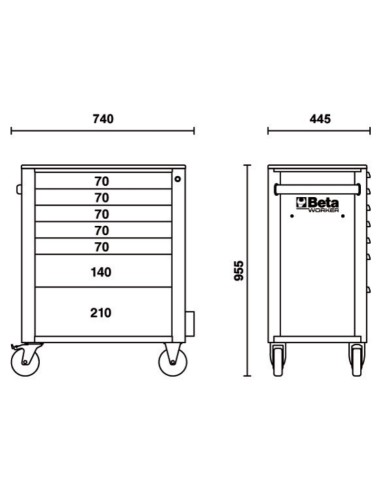 Cassettiera BW C24S mobile con sette cassetti e assortimento di 235 utensili
