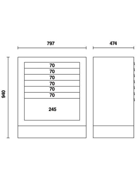 Modulo fisso con 7 cassetti per arredo officina Modulo fisso con 7 cassetti per arredo officina