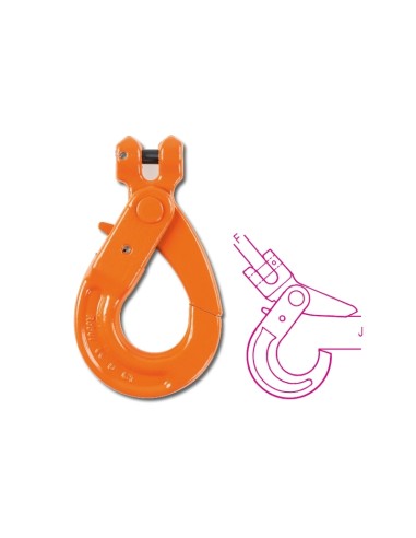 Gancio per sollevamento tipo self-locking a forcella acciaio legato ad alta resi