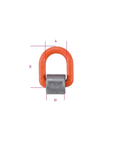 Staffa a saldare a base singola per sollevamento, corpo in acciaio legato ad alt