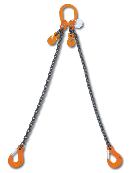 Pendente per sollevamento con ganci accorciatori catena a 2 bracci, grado 8
