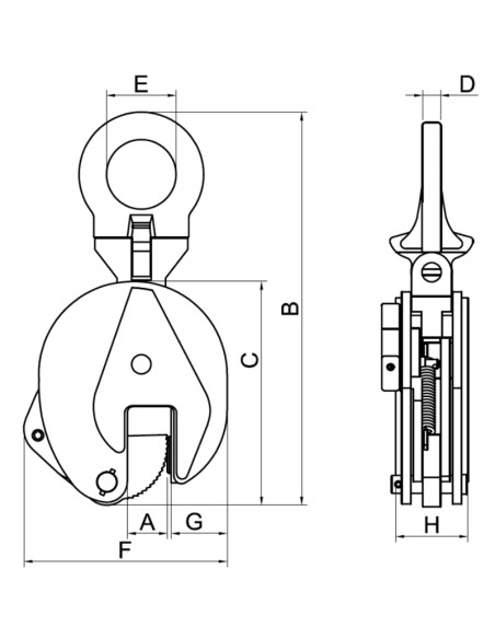Pinza di sollevamento lamiere con anello di sospensione snodato Pinza di sollevamento lamiere con anello di sospensione snodato