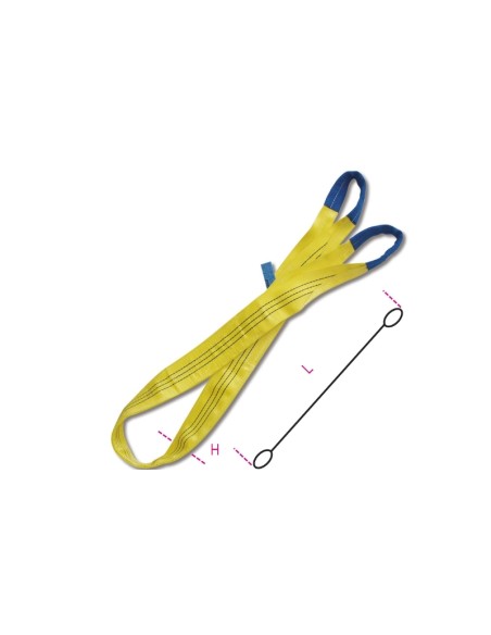 Braca per sollevamento 3t giallo nastro piatto a due strati, asole rinforzate, p Braca per sollevamento 3t giallo nastro piatto a due strati, asole rinforzate, p
