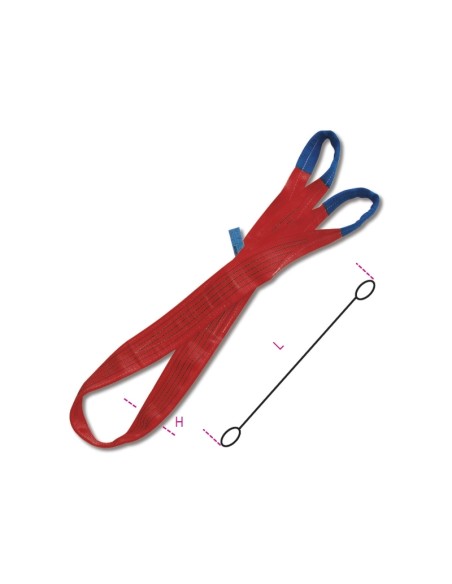 Braca per sollevamento 5t rosso nastro piatto a due strati, asole rinforzate, po Braca per sollevamento 5t rosso nastro piatto a due strati, asole rinforzate, po