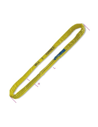 Braca per sollevamento 3t nastro ad anello continuo, giallo tessuto in poliester